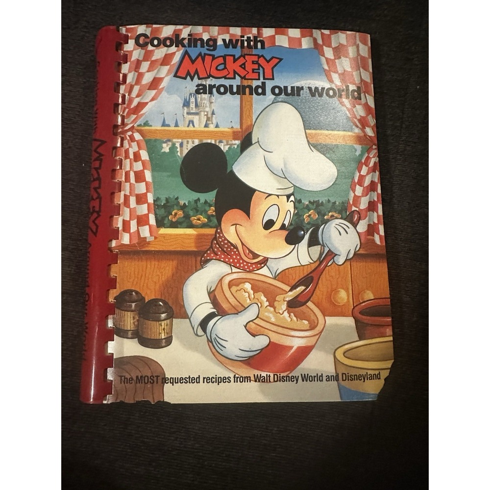 Vintage 1987 Cooking with Mickey Around Our World Walt Disney Cookbook